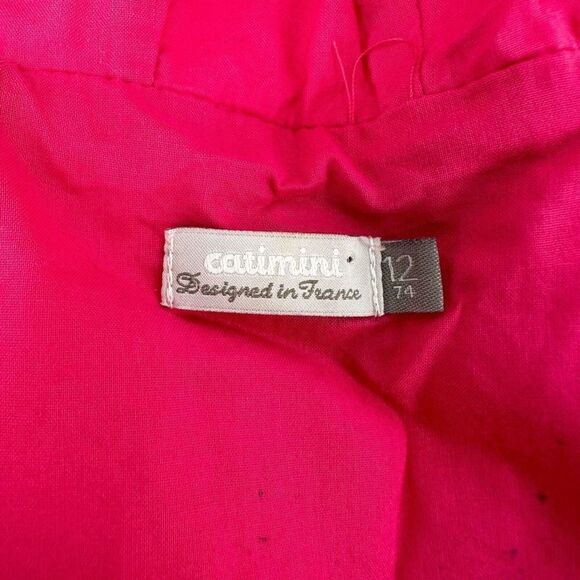 Catimini Rain Coat Baby Girl Size 12 Months Cheerful White Floral Spring Hooded - Picture 8 of 10